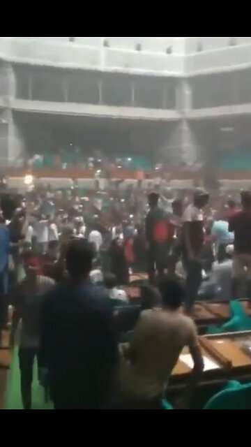 Complete chaos in Bangladesh parliament as the country is now under full military control.