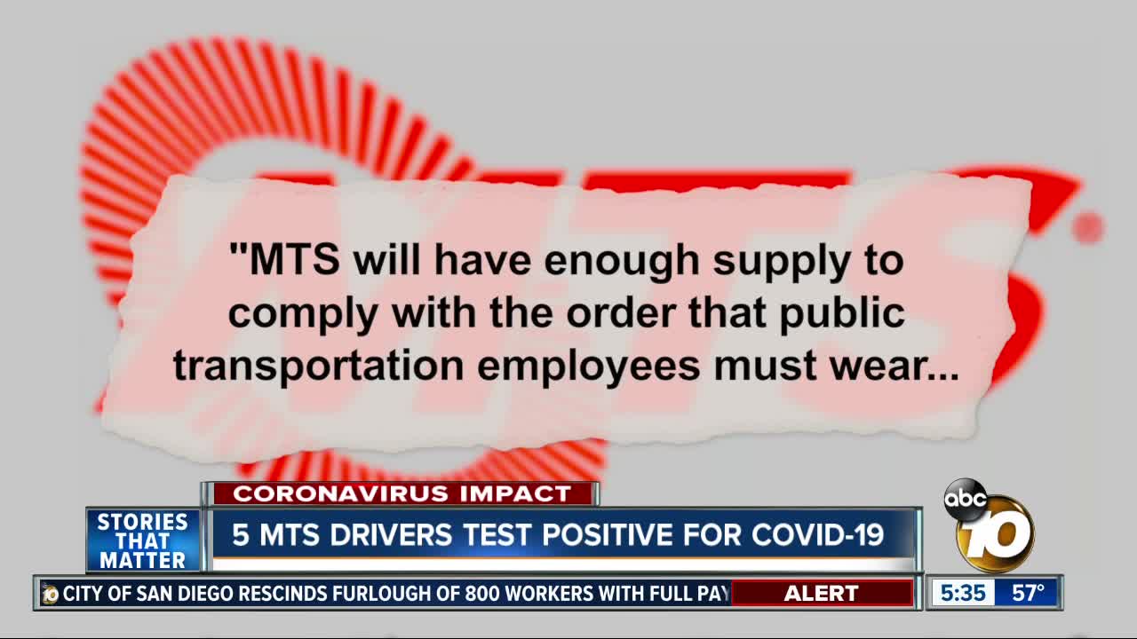 5 MTS drivers have tested positive for COVID-19
