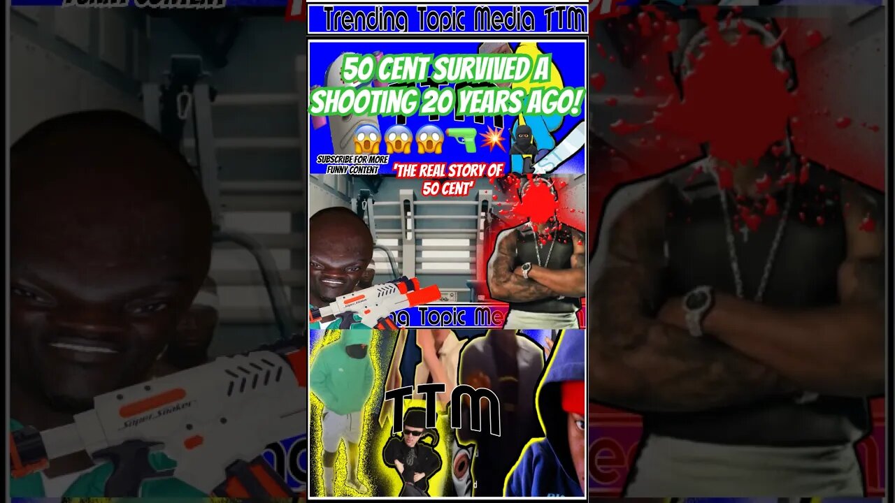 50 cent survived a shooting 20 years ago!😱😱😱🔫💥🥷🏿 #50cent #hiphopartist #funnyvideos #comedy