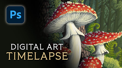 Digital Painting Timelapse | Fly Agaric Mushroom | Photoshop Art