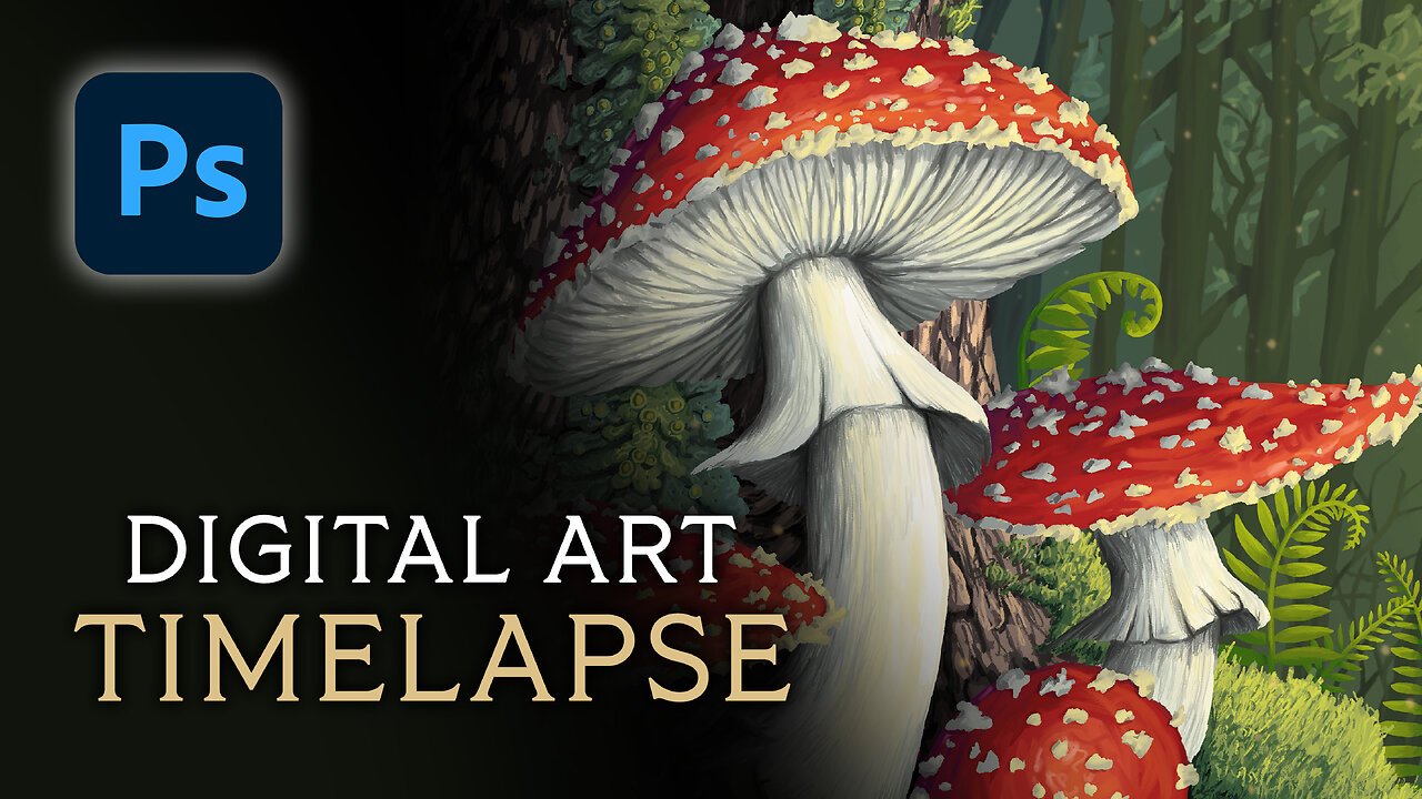 Digital Painting Timelapse | Fly Agaric Mushroom | Photoshop Art