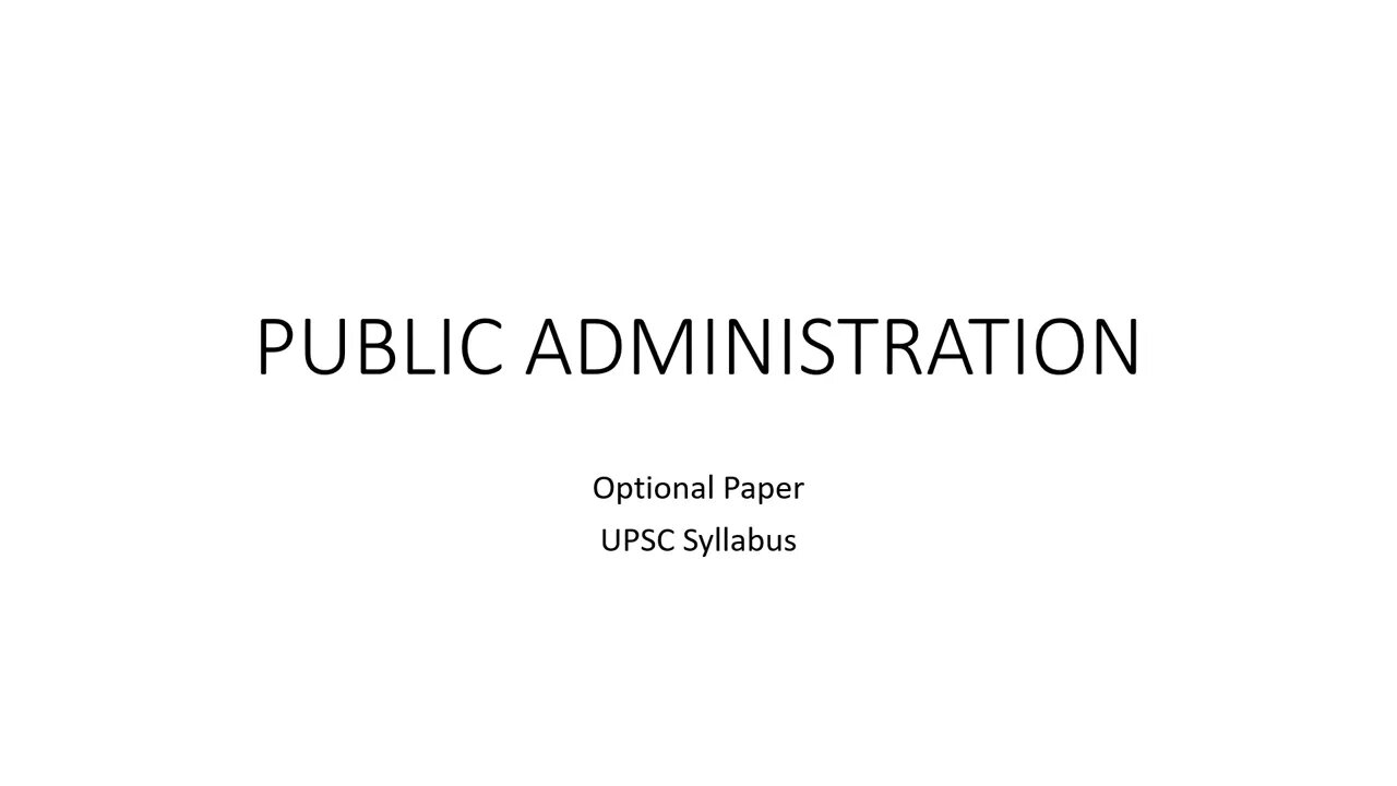 PUBLIC ADMINISTRATION Syllabus