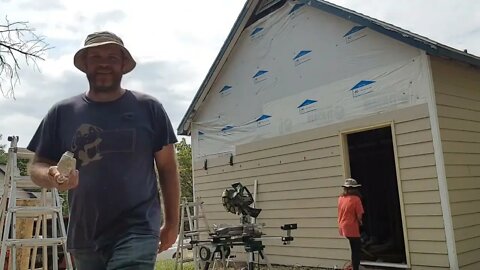 Installing LP SmartSide at Chicken Coop Remodel. East Wall. DIY