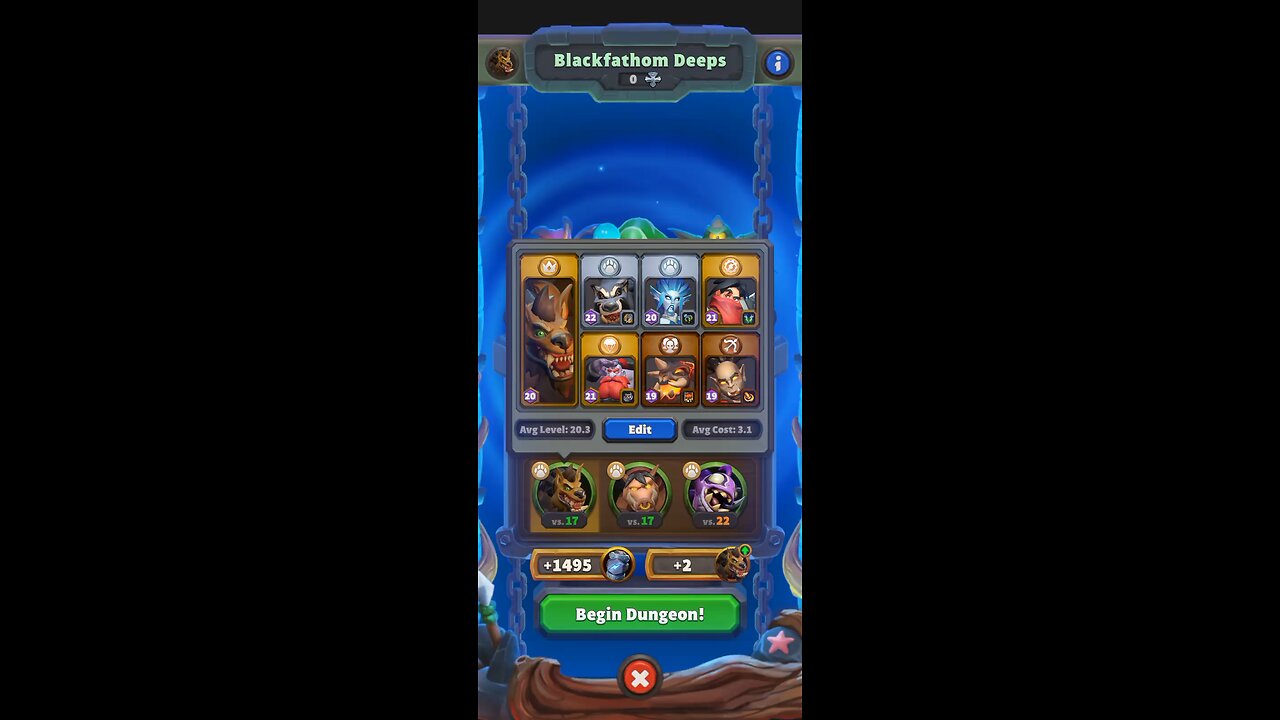 Warcraft Rumble - Blackfanthom Deeps - Hogger - Level 17 to 19 - Beast Dungeon - August 2024