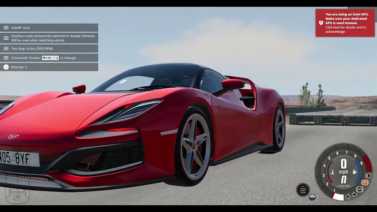 BeamNG, 3 jump attempt , crashed into canyon