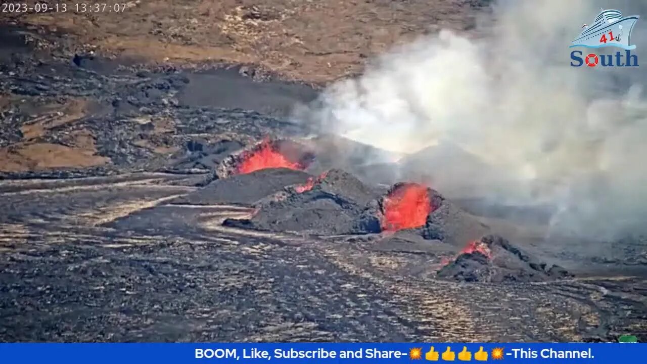 Live In Real Time Kīlauea Volcano, Hawaii (Halemaʻumaʻu crater). 13-14/09/2023.