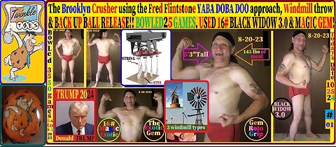 Stringpin Windmill bowling for my01st marathon.used 16#BlackWidow&Exotic Backup ball25games 10-25-24