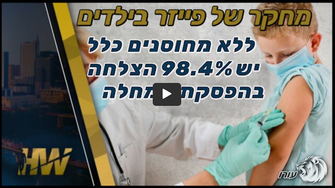 מחקר של פייזר בילדים | ללא מחוסנים כלל יש 98.4% הצלחה בהפסקת המחלה | HW