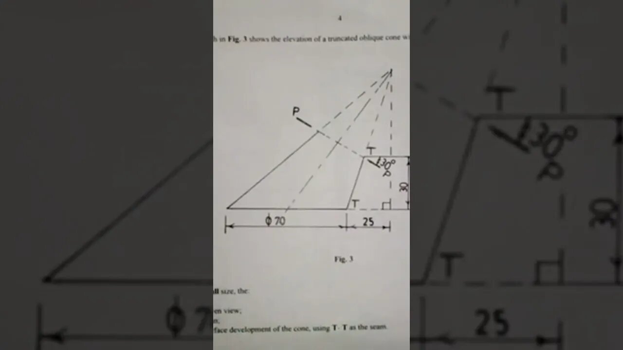 Learn how to construct the front elevation of a Truncated Hexagonal Oblique Pyramid