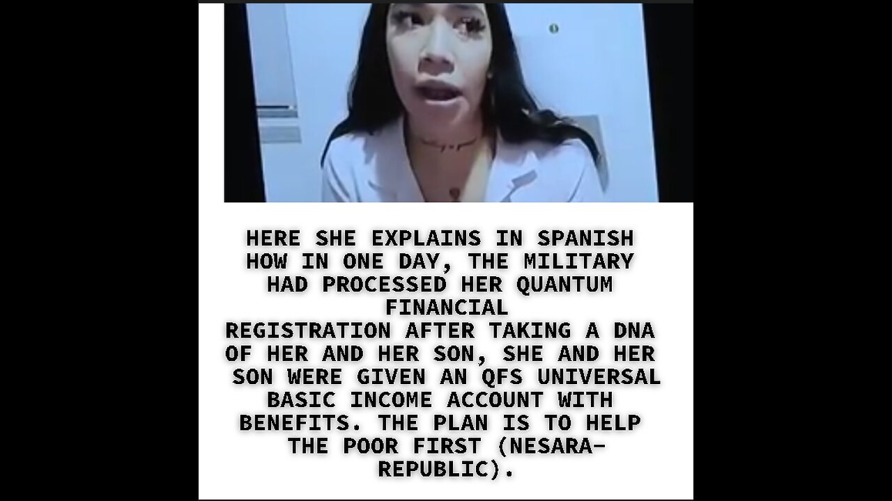 Una SENORA VENEZOLANO esplika en ESPANOL el processo de NESARA, que los Militares Blanco hacen para