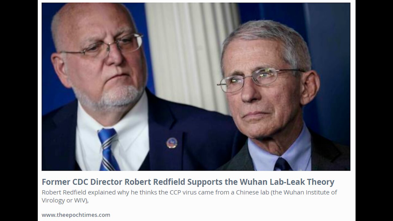 899 - FMR CDC Chief Robert Redfield Supports Wuhan Lab Leak Theory
