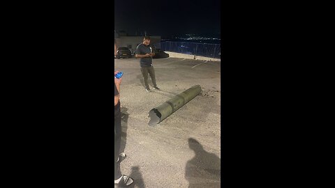 The remains of a Hezbollah rocket that was intercepted, reportedly from the