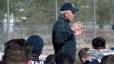 Tomey visits Utah State practice as NM State arrives