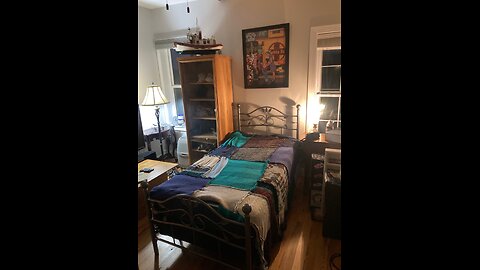 In Micks' Room. Decided to fix up the back bedroom a little. $25 bed frame & new bedding.