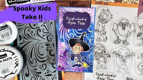 Media Paste and Embossing Powder| Handmade Halloween Greeting Card