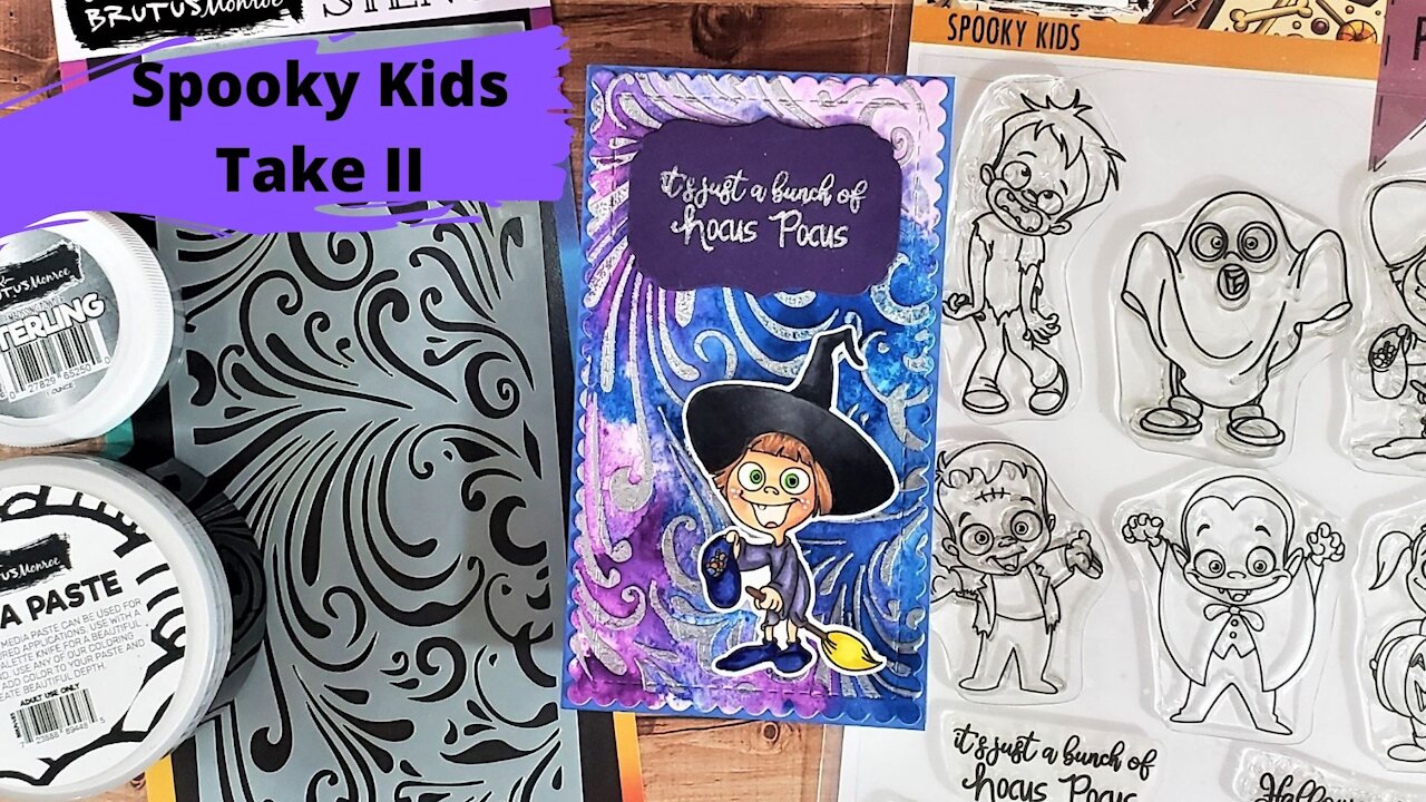 Media Paste and Embossing Powder| Handmade Halloween Greeting Card