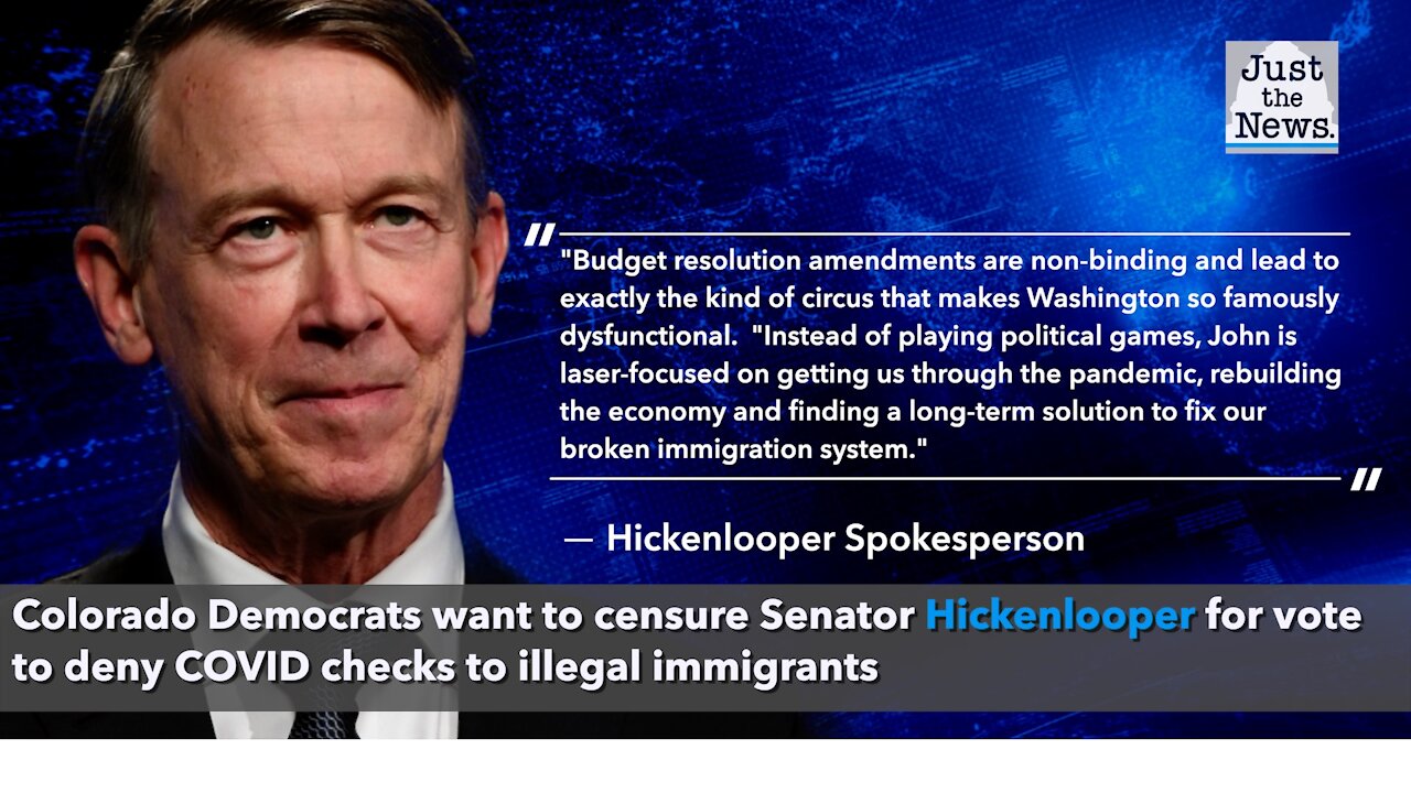 Colorado Democrats want to censure Hickenlooper for vote to deny COVID checks to illegal immigrants