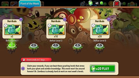 Plants vs Zombies 2 - Plant of the Week - Hurrikale - October 2024