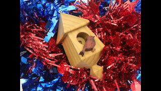 Handmade Wood Miniature Birdhouse Christmas Tree Ornament 1111644450