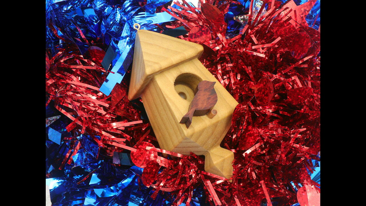 Handmade Wood Miniature Birdhouse Christmas Tree Ornament 1111644450