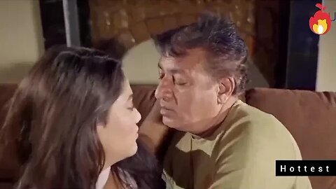 Hot Indian girl stripping with old age man in bedroom kissing scenes