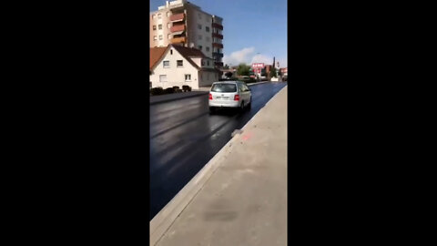 Nothing like driving over fresh asphalt in the morning!