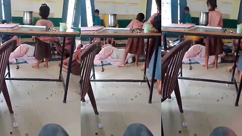 Teacher Sleeps in Classroom While Students Fan Her In Uttar Pradesh, India
