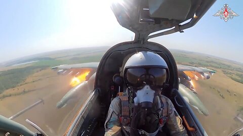 Su-25 attack aircraft launched a strike with S-8 unguided aerial missiles