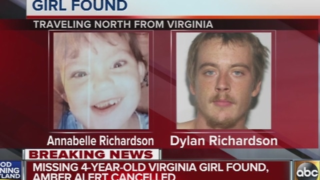 Missing 4-year-old Virginia girl found, AMBER Alert canceled