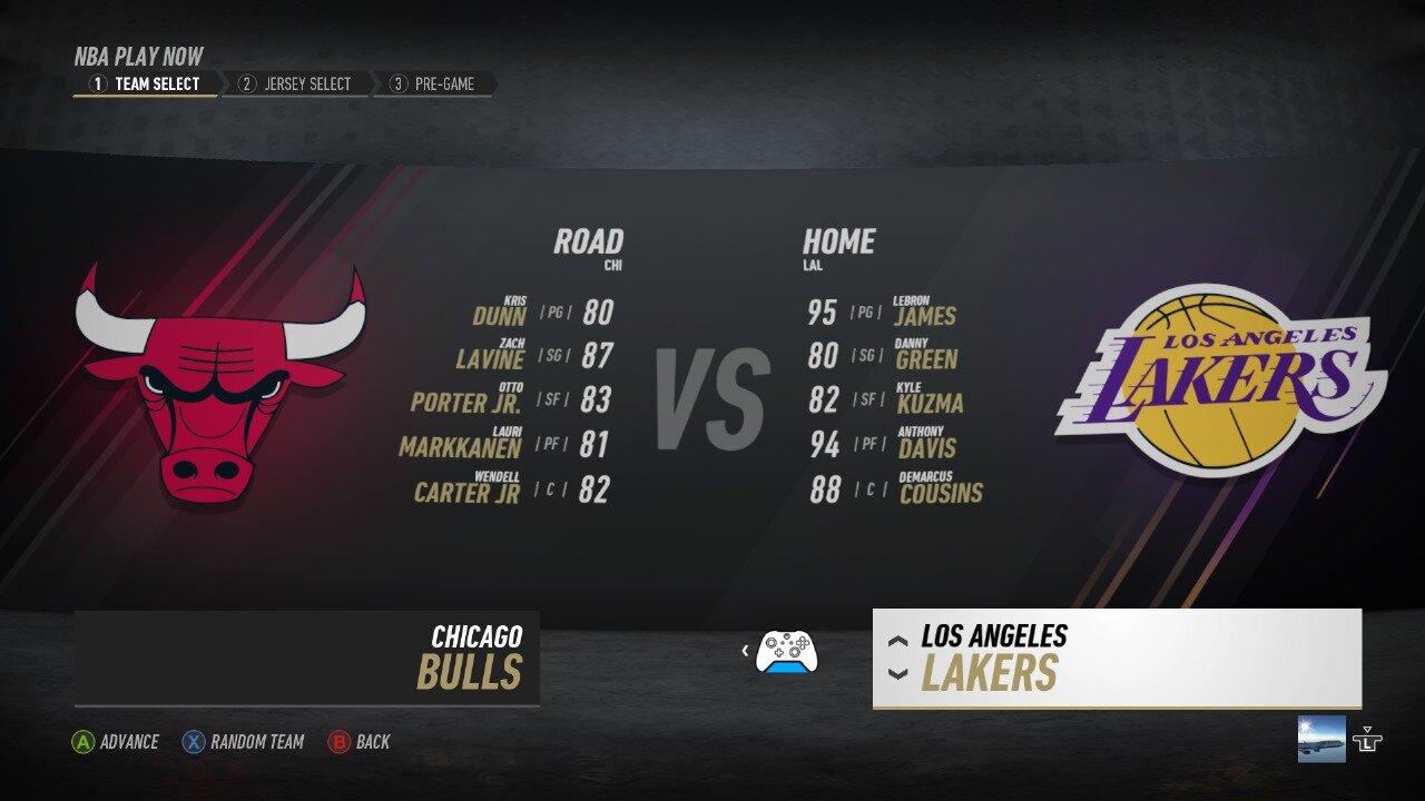 🏀NBA Live Season - Week 2 - Chicago Bulls (Road) VS (Home) Los Angeles Lakers