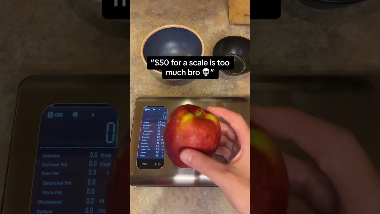 Measuring an apple with our smart scale #food #kitchentools #diet #mealprepping