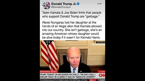 Biden calls Donald J Trump supporters garbage, Disgusting. 🤮
