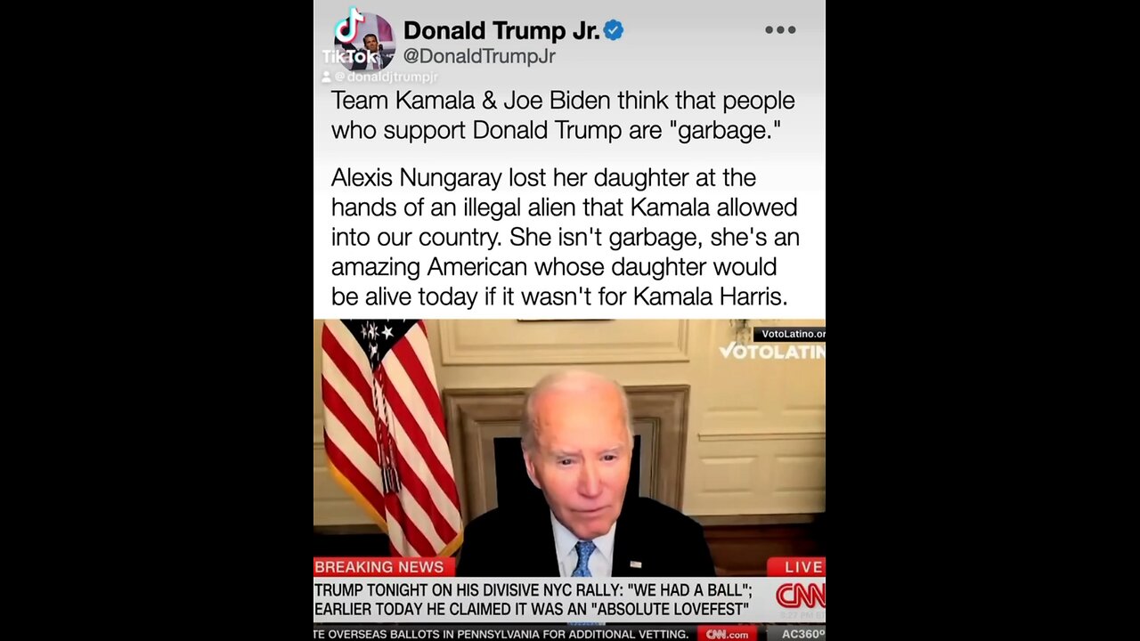Biden calls Donald J Trump supporters garbage, Disgusting. 🤮