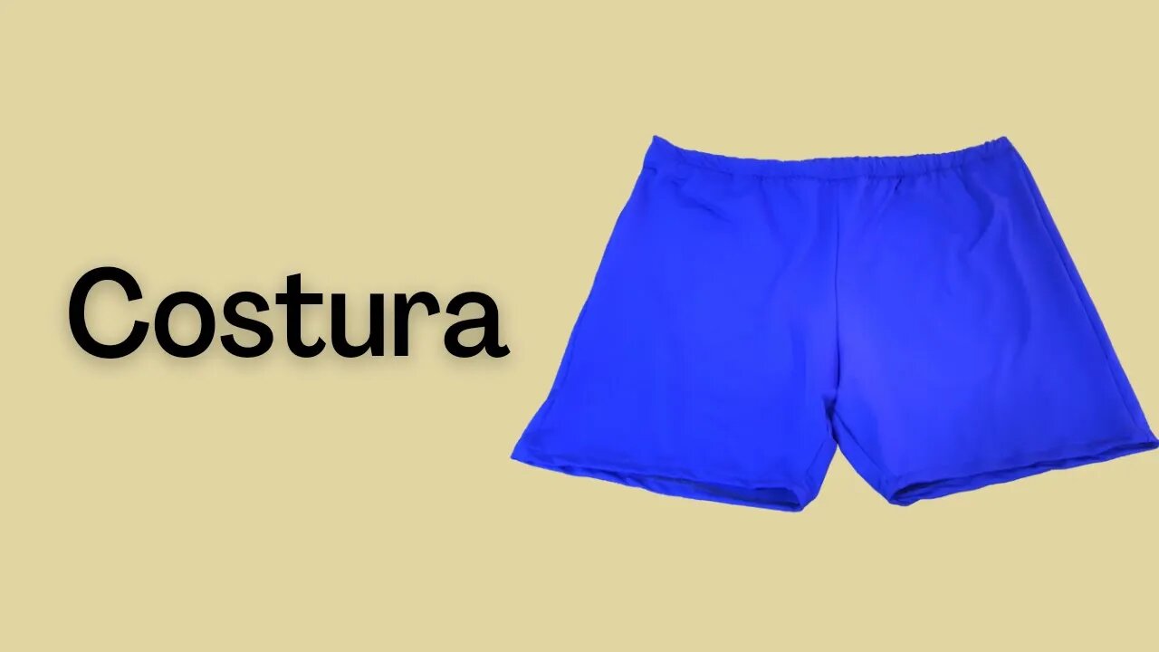 Shorts de elástico na cintura, costura.