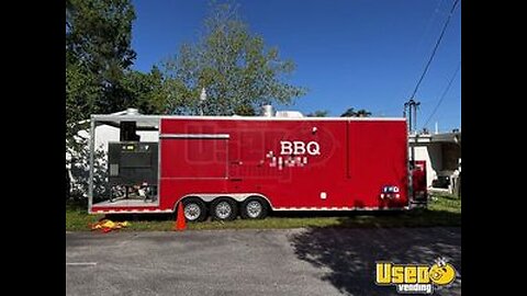 2017 8.5' x 29' Barbecue Food Trailer with Porch and Bathroom for Sale in North Carolina