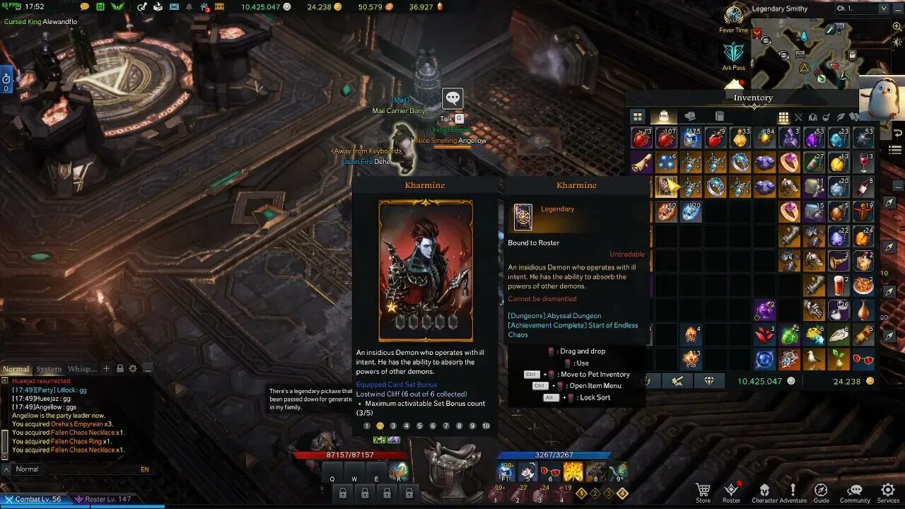 Get More Greater Leapstones by Disassembling Abyss Raid Drops! Also Lucky Kharmine Card Drop!