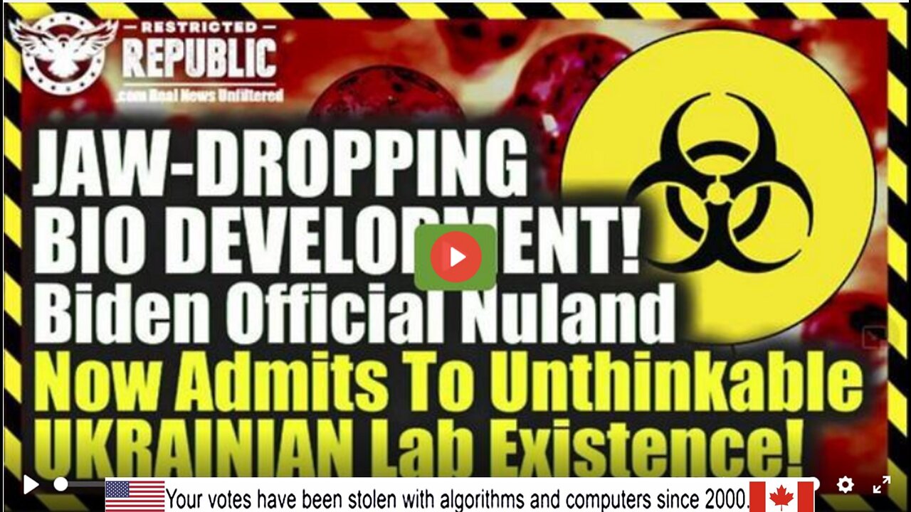 JAW-DROPPING BIO DEVELOPMENT! Biden Official Nuland Admits To Unthinkable UKRAINIAN Lab Existence!