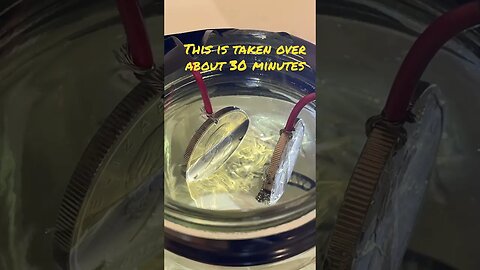 Time lapse of electrolysis of colloidal silver.