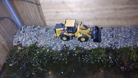 Back Road Along A River Aquarium! Merging 1/64 Diecast Trucks and Equipment and Fish Aquariums