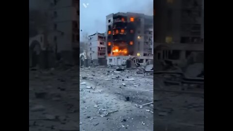 Ukraine building damaged by russian army Russia v s ukraine