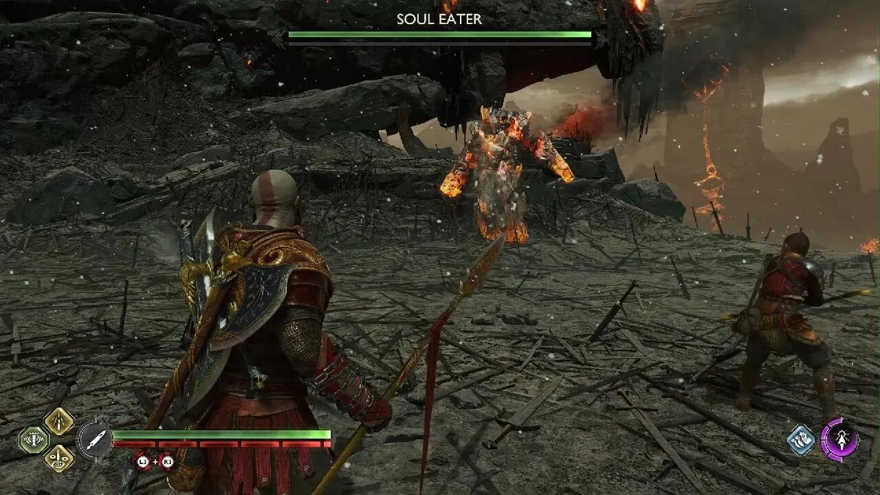God of War Ragnarök Kratos vs Surtr's Soul Eaters Give Me God of War