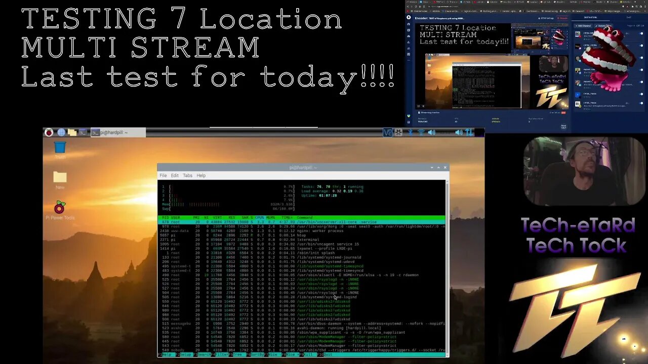 TEST of Raspberry pi4 using NGINX as stage 1 streaming to restream.io