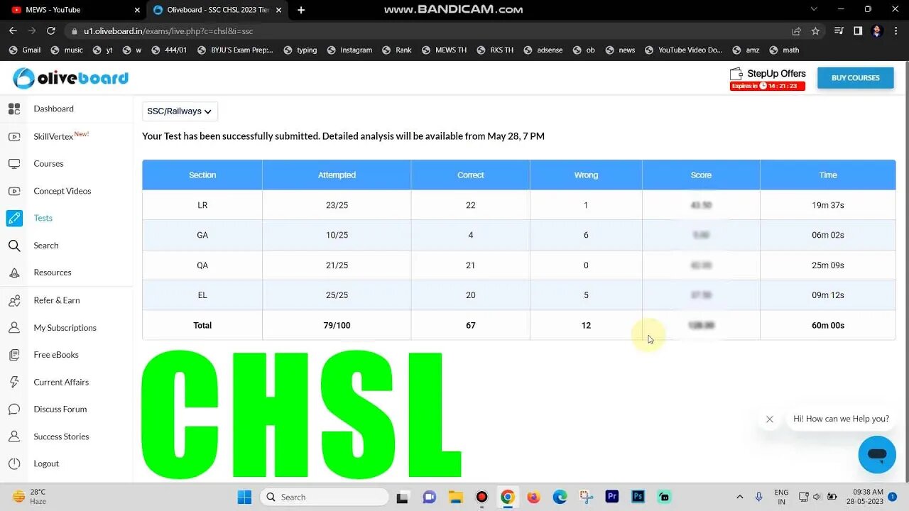 My Marks ? in Oliveboard SSC CHSL 2023 Live Mock Test May 27 | Tough #oliveboard #sscchsl2023 #mews