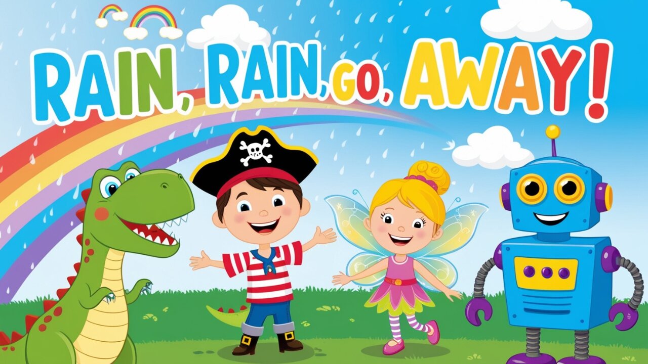 Rain, Rain, Go Away | Fun and Engaging Kids Song with Dino, Pirate, Fairy & Robot | Twinkle Tales