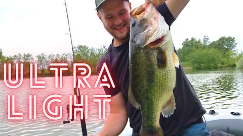 |4K| 7lbs LARGE MOUTH BASS on ULTRA LIGHT GEAR!!!!!!