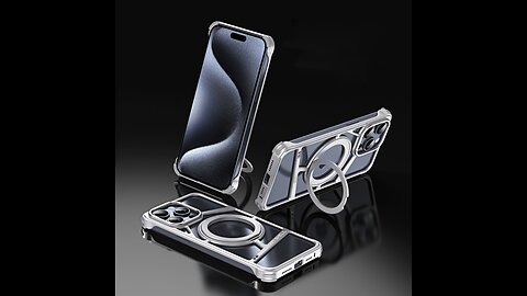 For iPhone 15 Pro Max Lingkong Series MagSafe Metal Phone Case with Holder