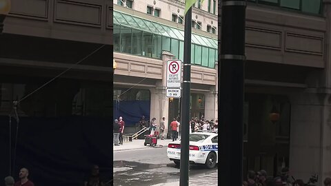 Filming a movie at Dorchester Square