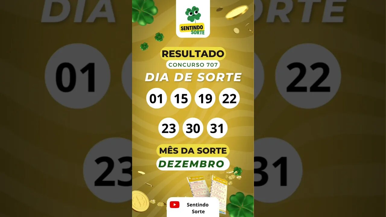 🍀 Resultado DIA DE SORTE 707 | Sentindo Sorte #shorts