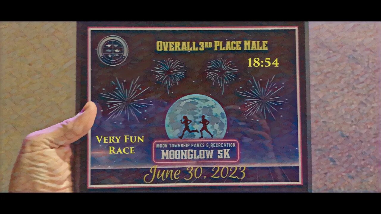 Moon Township Moonglow 5k 3rd overall 18:54 hell of a fun race