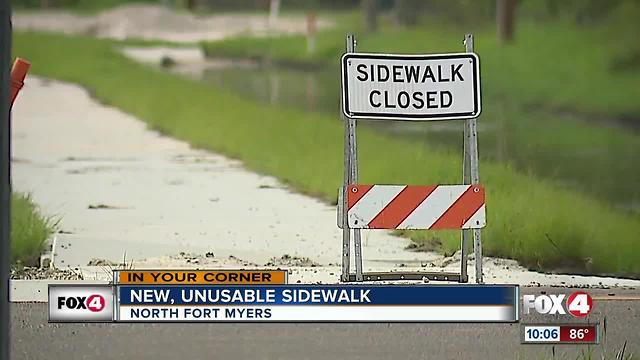 Newly installed sidewalks in North Fort Myers unusable